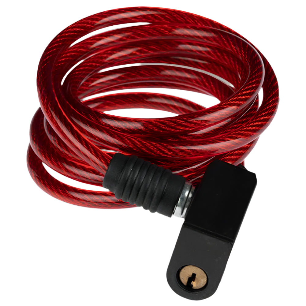 Candado de cable espiral rojo con soporte GW